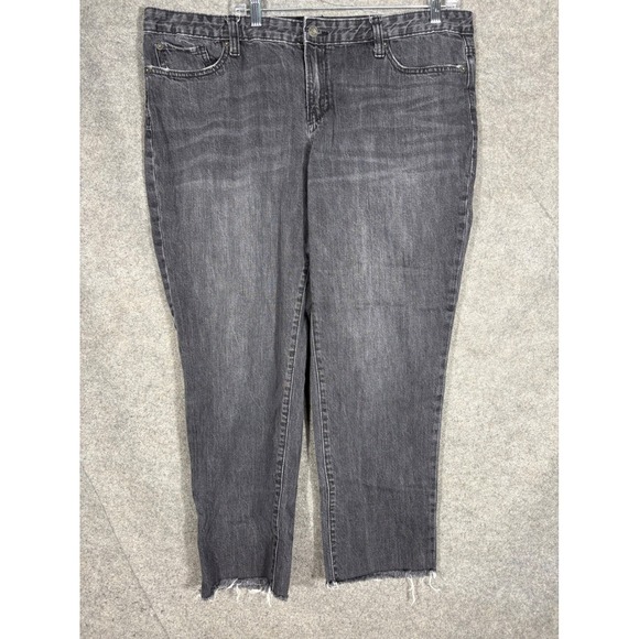 GAP Denim - GAP  Boyfriend Jeans Washed Black Raw Hem Denim Womens Size 16